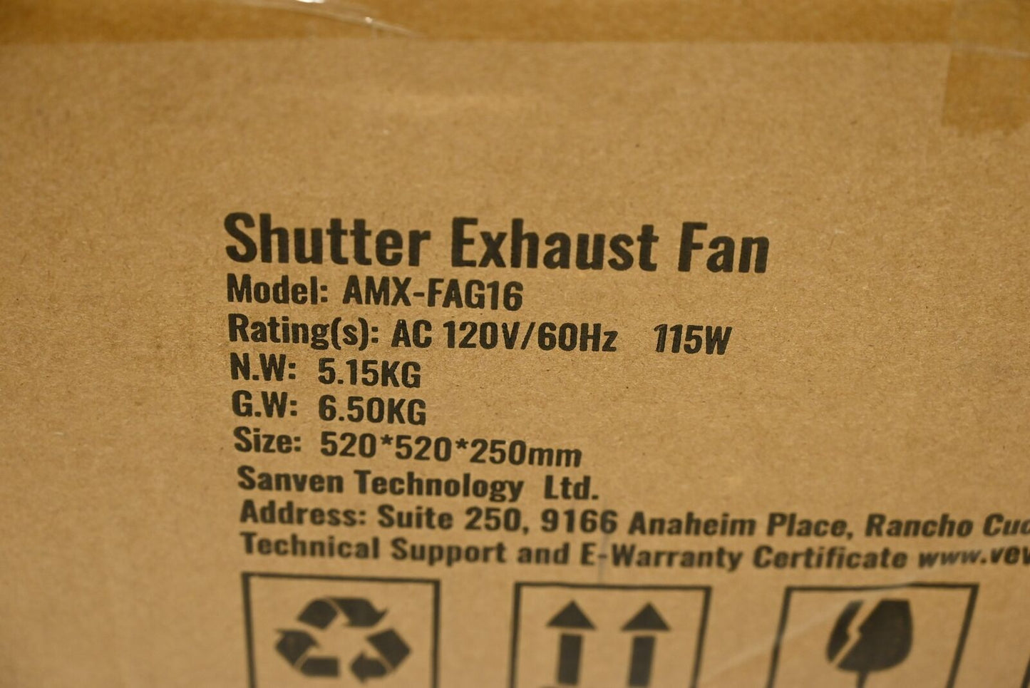 Vevor AMX-FAG16 Shutter Exhaust Fan