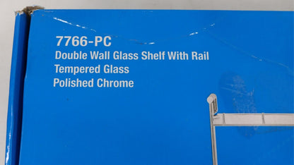 Modona 7766-PC Double Wall Glass With Rail Tempered Glass, Polished Chrome