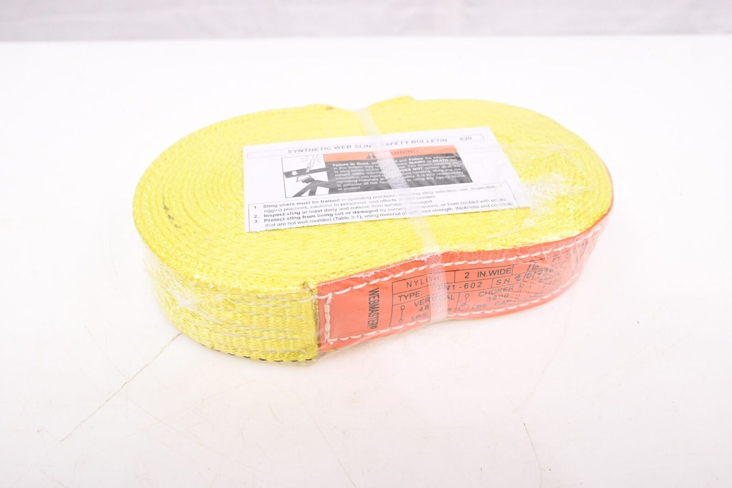 LIFT-ALL EN1602NX16 Web Sling, 16 ft Sling Length, Yellow