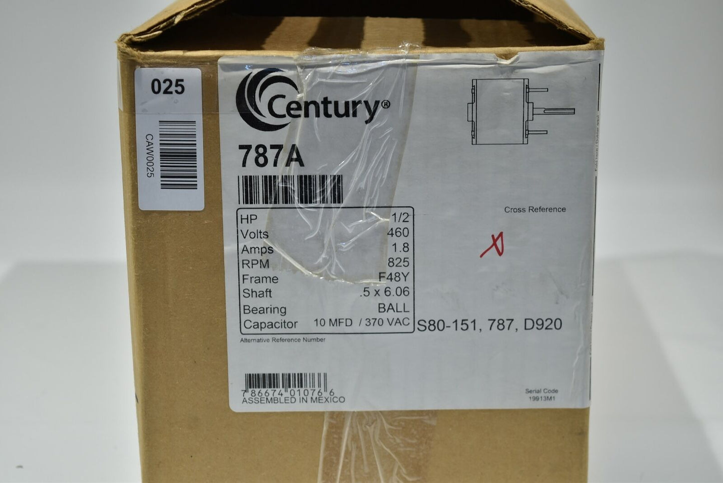 Century 787A Motor, 1/2 HP, 460 V, 825 RPM