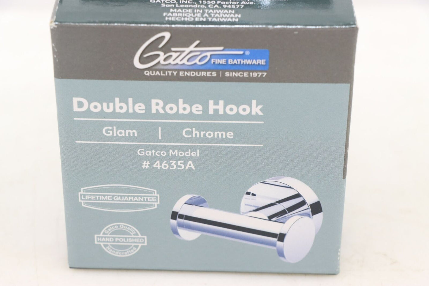 Gatco 4635A Glam Double Robe Hook, Chrome