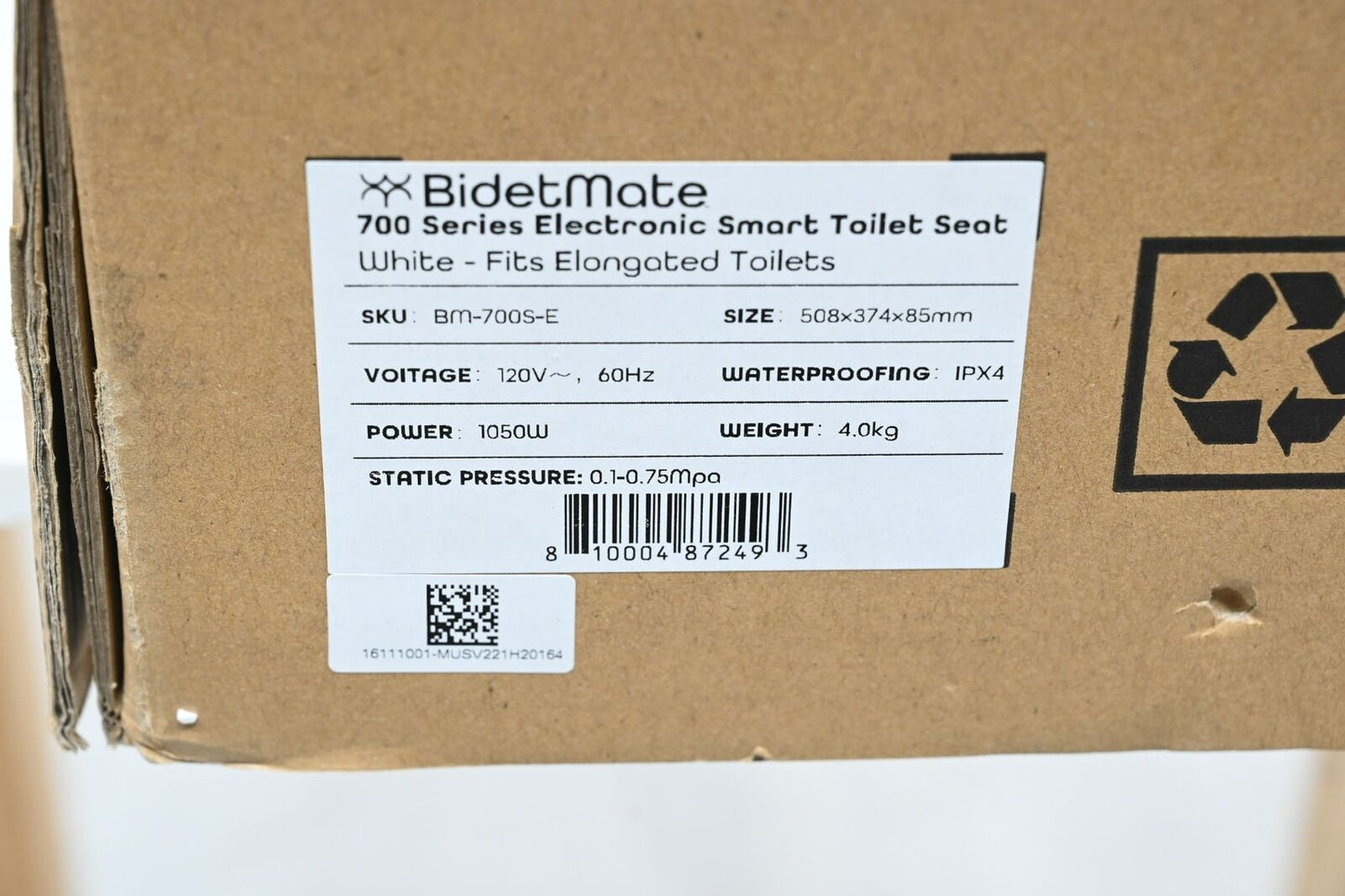 BidetMate BM-700S-E 700S Series Electric Bidet Smart Toilet Seat