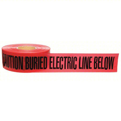 Brady 91295 Underground Warning Tape, 1,000 ft Roll Lg, Red