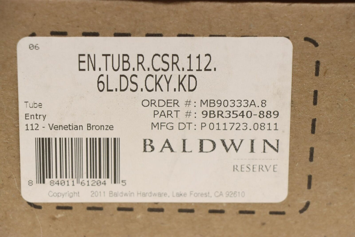 Baldwin EN.TUB.CSR.112 Tube Reserve Lever Contemporary Square Rose Entry Set