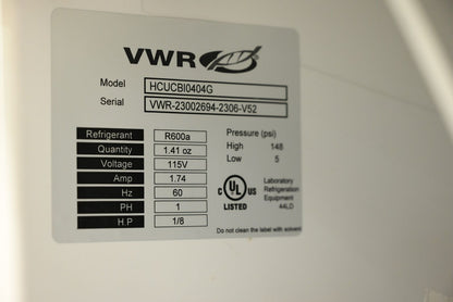 VWR HCUCBI0404G Built In Undercounter Refrigerators w/Natural Refrigerants