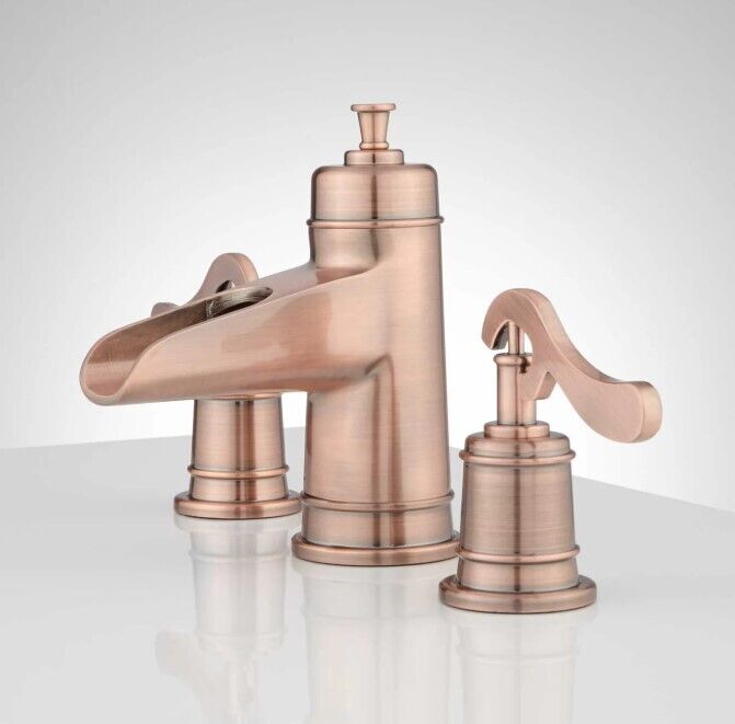 Signature Hardware Melton Widespread Waterfall Bathroom Faucet -Antique Copper