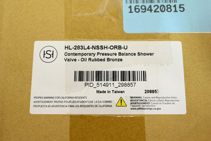 Signature Hardware HL-283L4-NSSH-ORB-U Pressure Balance Shower Valve w/Lever