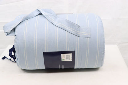 Gap Home Washed Denim Stripe Organic Cotton Comforter Set Light Blue, Full/Queen