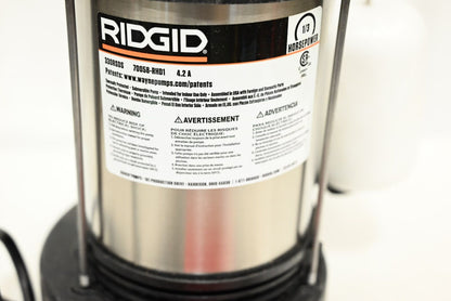 RIDGID 70058-RHD1 1/3 HP Stainless Steel Dual Suction Sump Pump