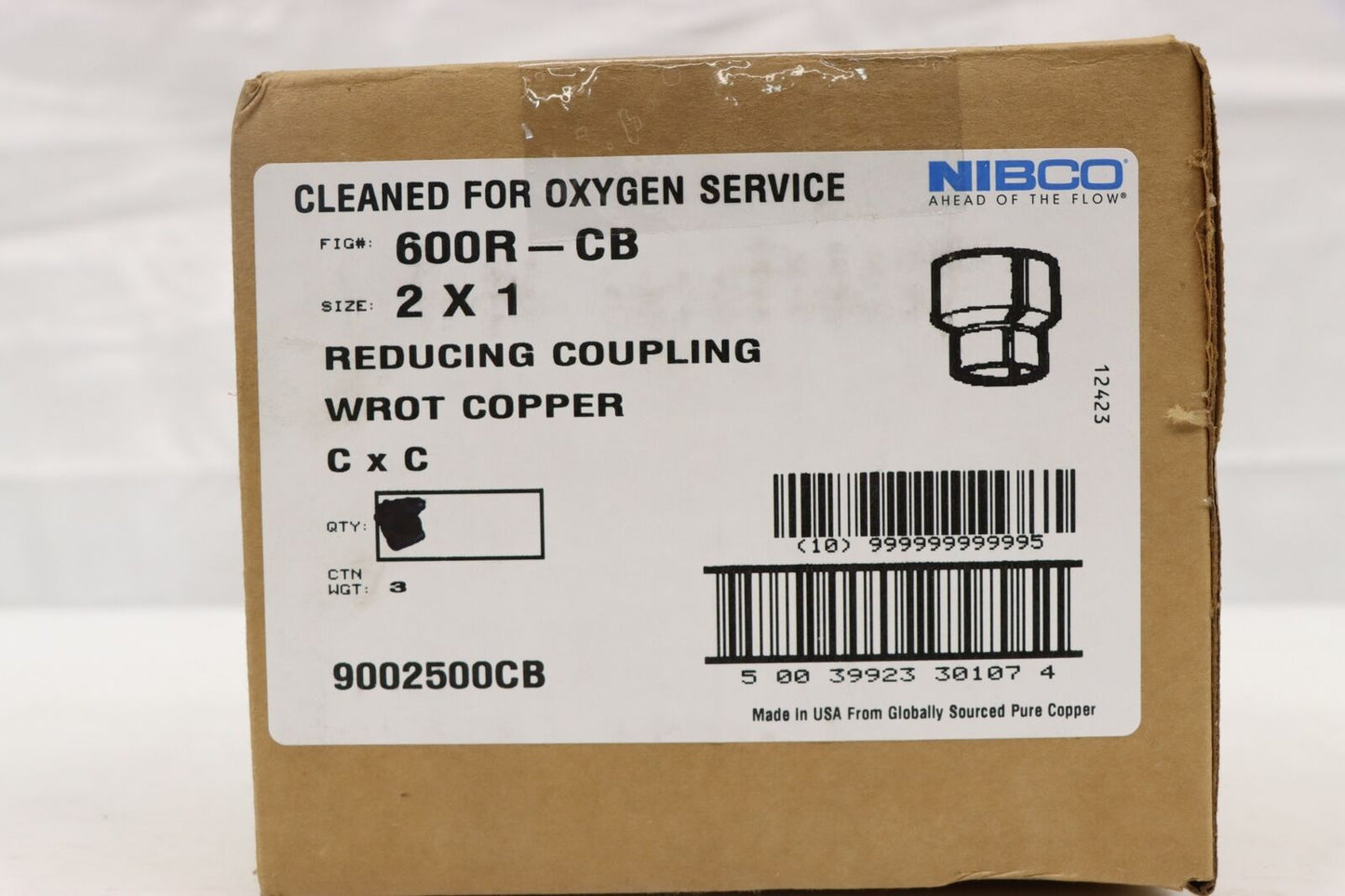 Nibco 9002500CB (600R-CB) 2 x 1 Wrot Classic Bronze Reducing Brass Coupling PK4