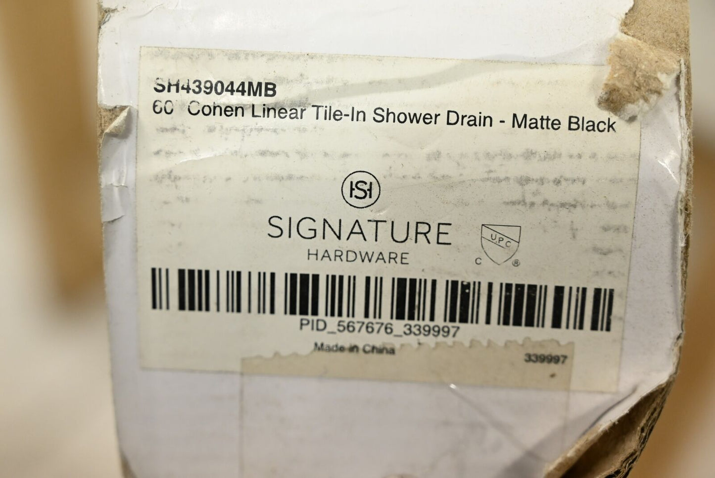 Signature Hardware SH439044MB 60" Cohen Linear Tile in Shower Drain, Matte Black