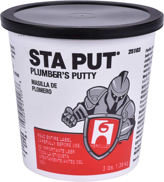 Hercules 25103, Sta Put, Plumbers Putty, 3 Lbs