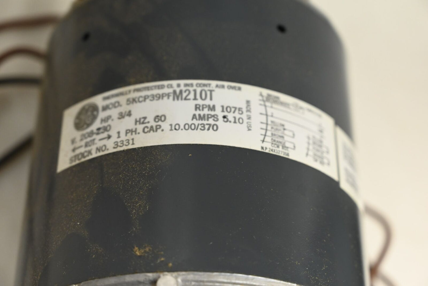 General Electric (GE) Permanent Split Capacitor, 3/4 HP, 1075 RPM