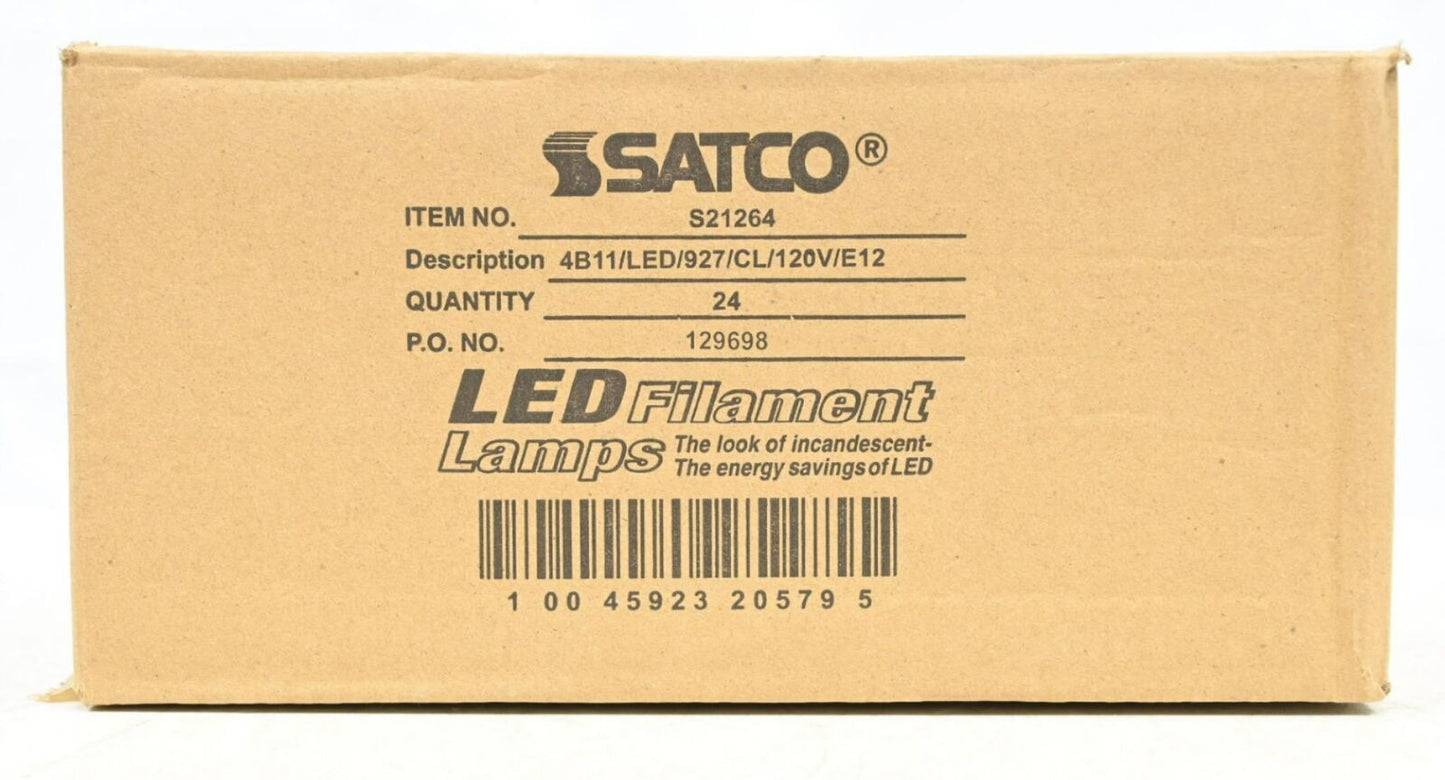 Satco S21264 4 Watt Vintage Edison Dimmable B11 Candelabra (E12) LED Bulb, PK 24