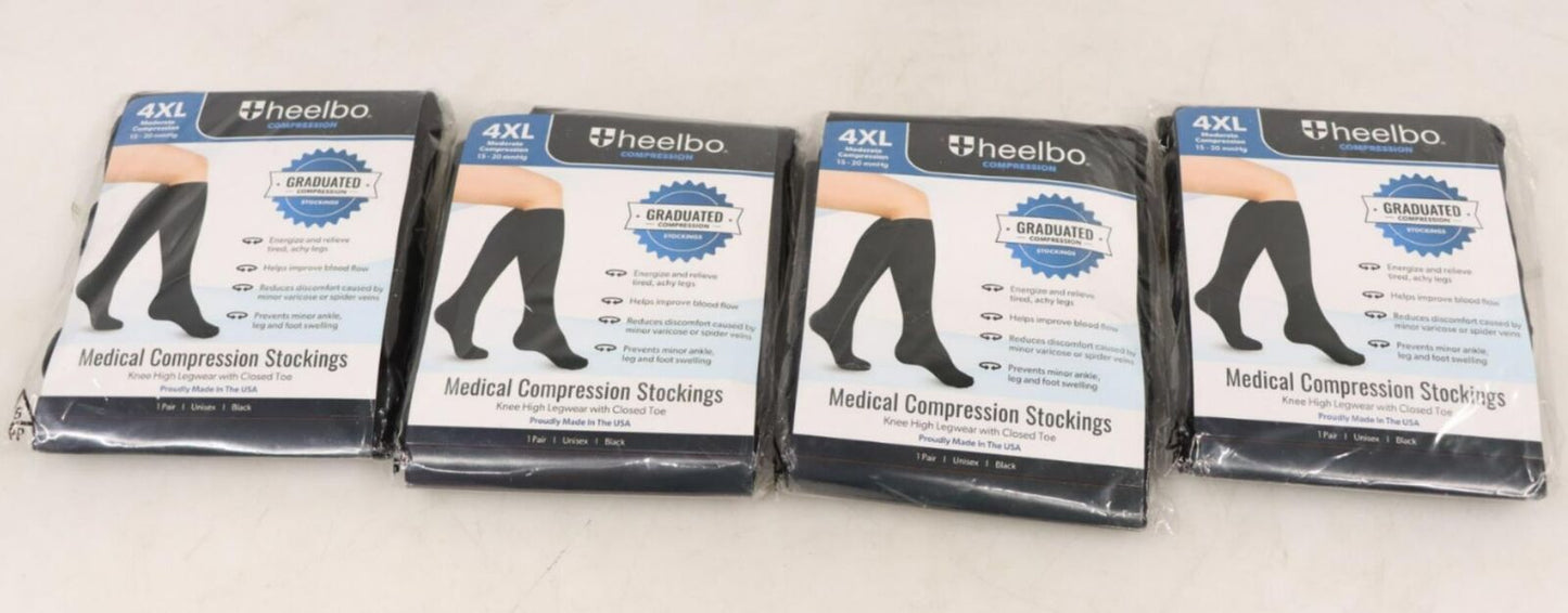 Heelbo 630-6561-0016 4XL Moderate Compression 15-20 mmHg, PK 4