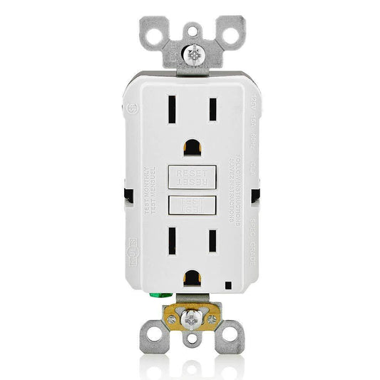 Leviton GFNT1-W Self-Test GFCI Receptacle, Non-Tamper Resistant Duplex, 15 Amp