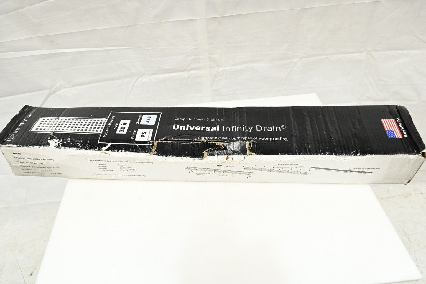 Infinity Drain USQ-A 30 PS Universal Drain With Squares Grate 30" Complete Kit