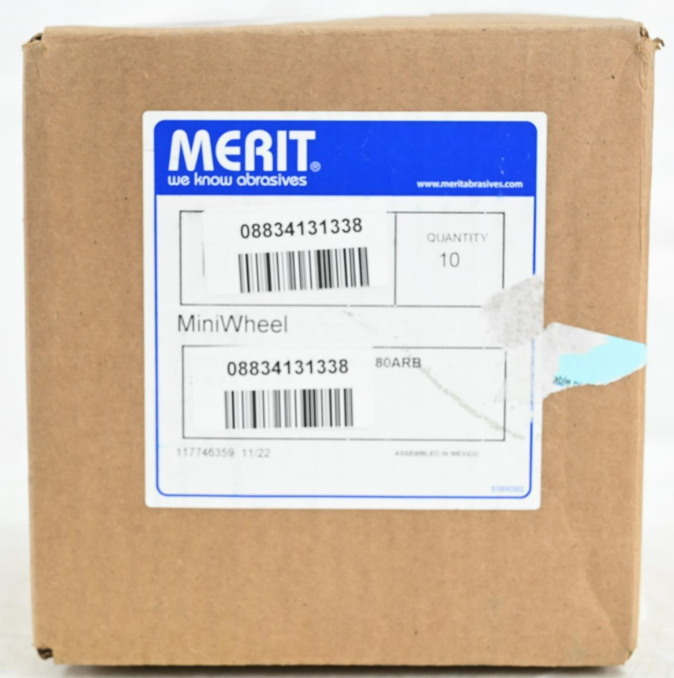 Merit 08834122024 Unmounted Flap Wheel (MiniWheel), 60 Grit, 12,000 RPM, PK 10