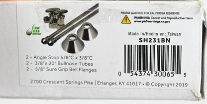 Signature Hardware 446651/SH231BN, 2-Angle Stop Sink Supply Kit, 5/8"C x 3/8"C