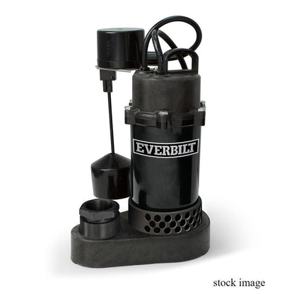 Everbilt HDSP50V 1/2 HP Aluminum Sump Pump Vertical Switch, Black