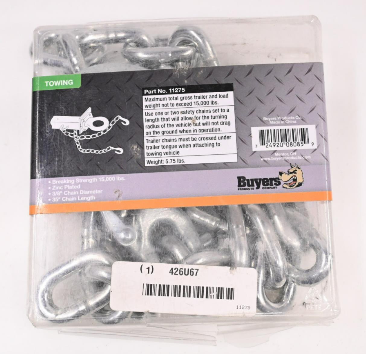 Buyers Products 11275 Safety Chain, Carbon Steel