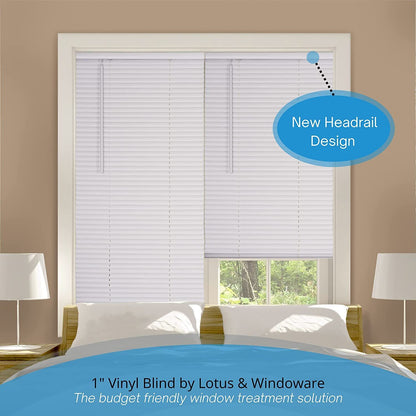 LOTUS & WINDOWARE 1" Cordless Vinyl Mini Blind, 42" x 48", White, PK 6