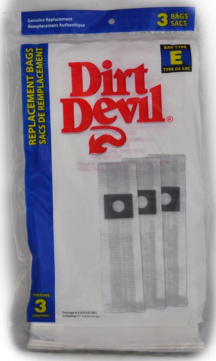 Dirt Devil 3070147001 TYPE E Vacuum Cleaner Bag (3 Bags), PK 9