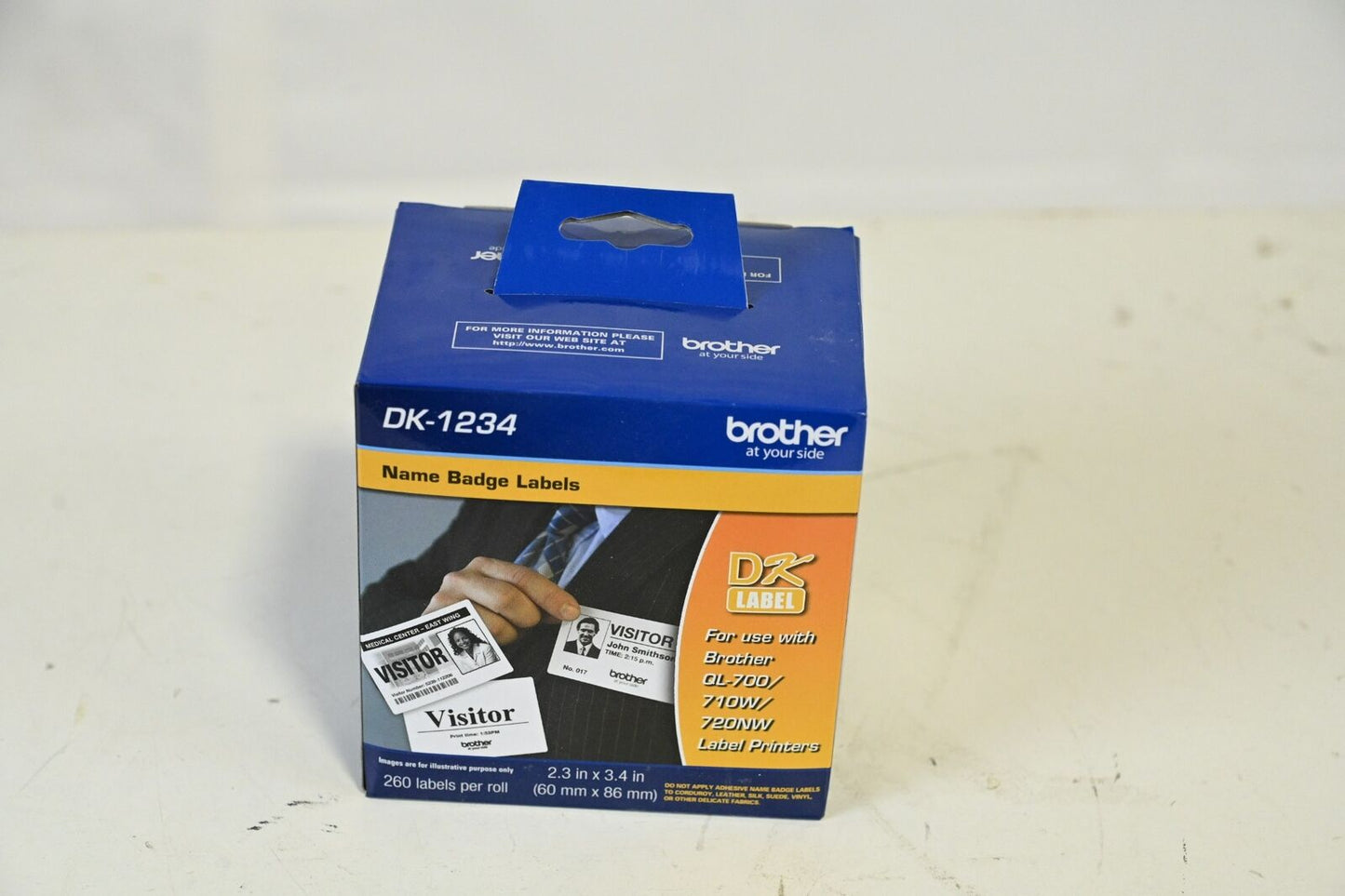 Brother DK-1234 Die-Cut Adhesive Name Badge White Paper Labels for Brother QL