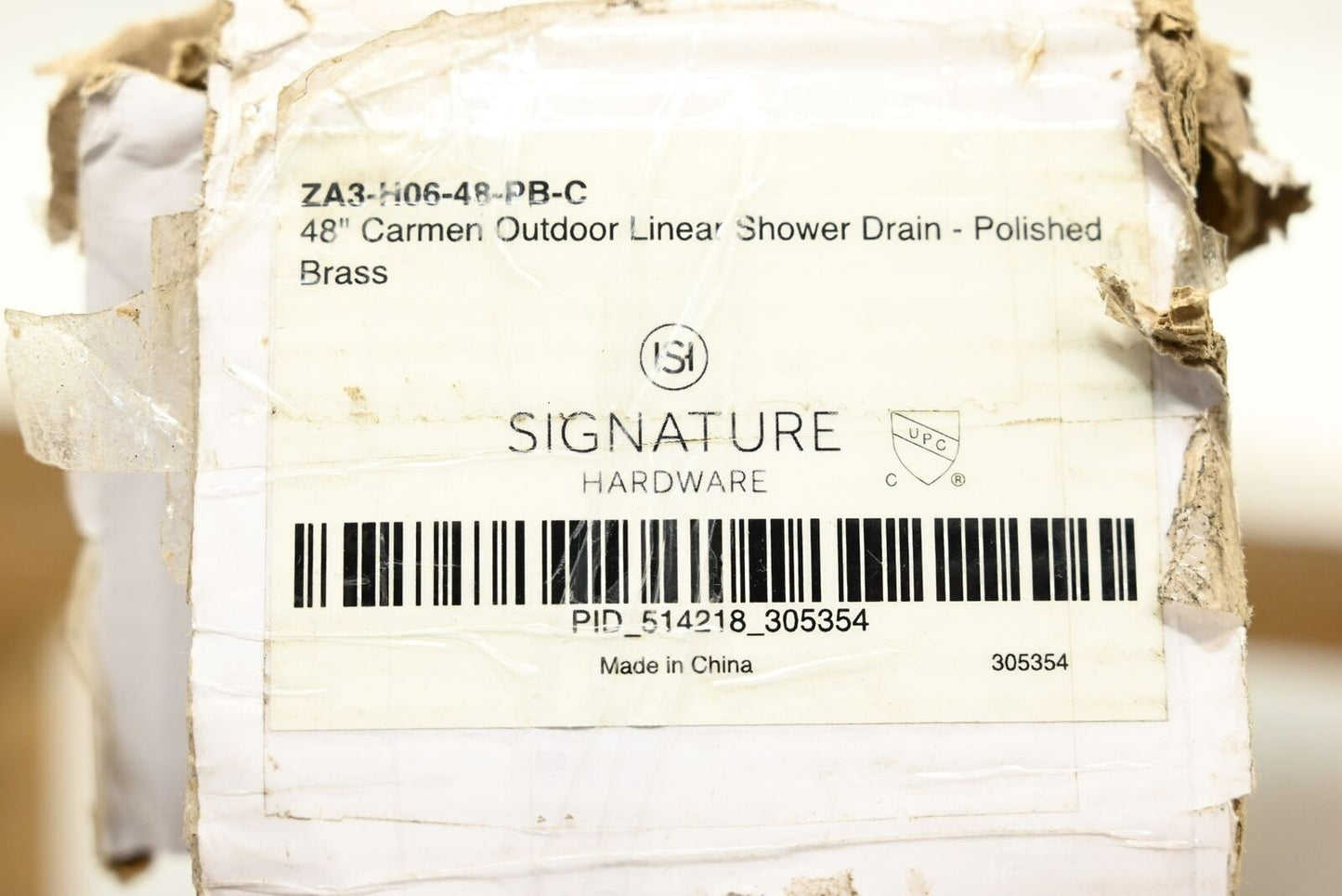 Signature Hardware ZA3-H06-48-PB-C 48" Carmen Outdoor Linear Shower Drain