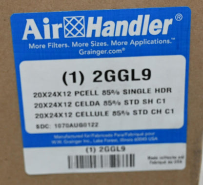 Air Handler 2GGL9 Cartridge Air Filter, 20 x 24 x 12 Steel