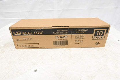 USI Electric G1315TRWH Electric 15A Self-Test GFCI Duplex Outlet Receptacle PK10