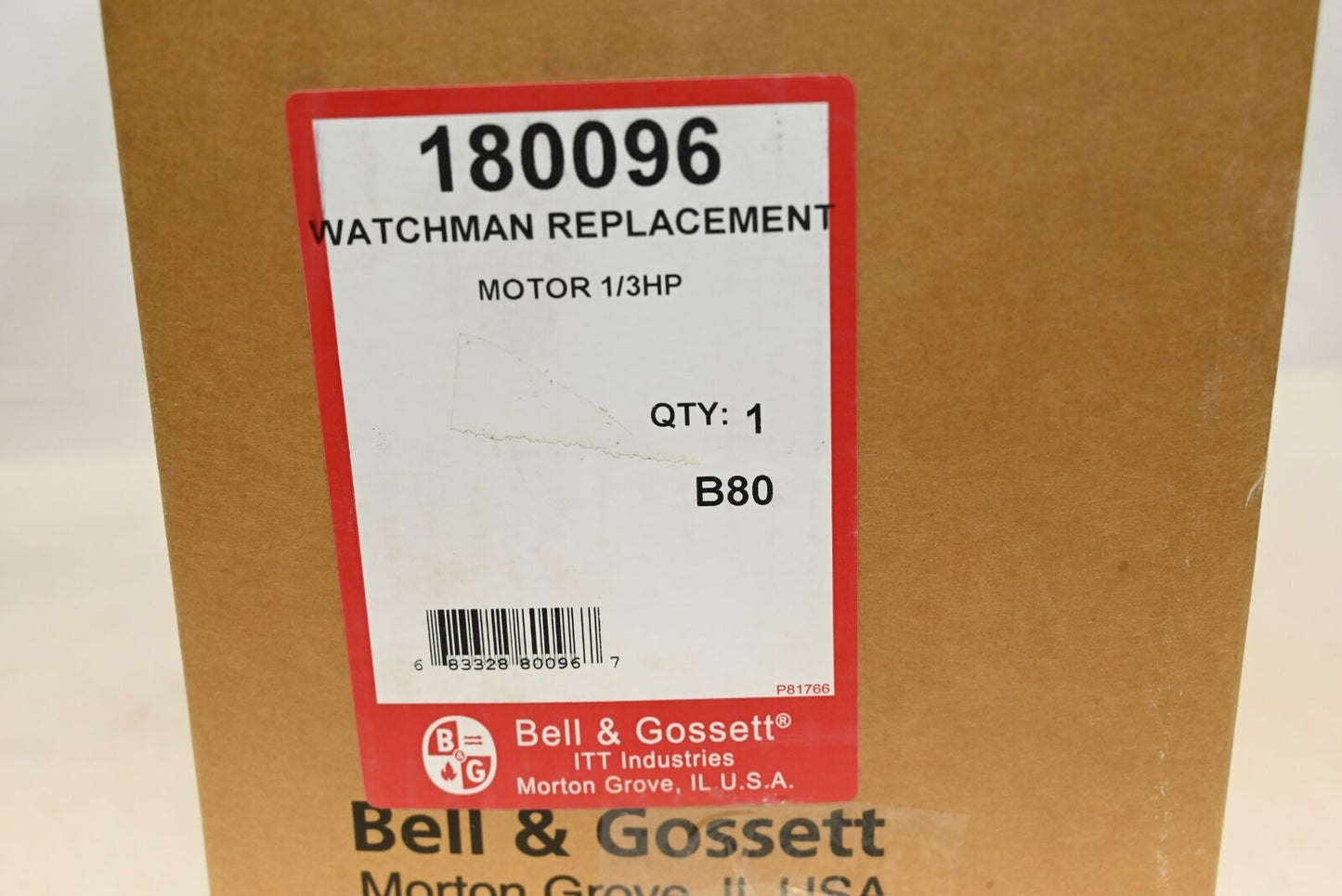 Bell & Gossett 180096 Hoffman Motor 1/3 HP