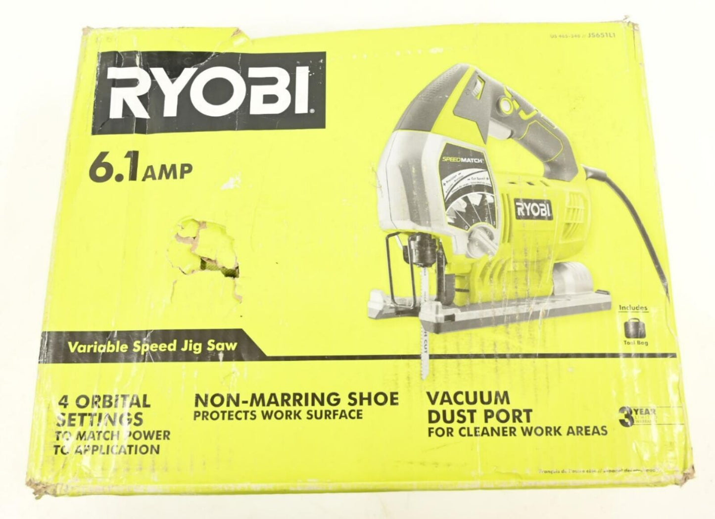 Ryobi JS651L1 6.1 Amp Variable Speed Jig Saw (LIGHTLY USED)