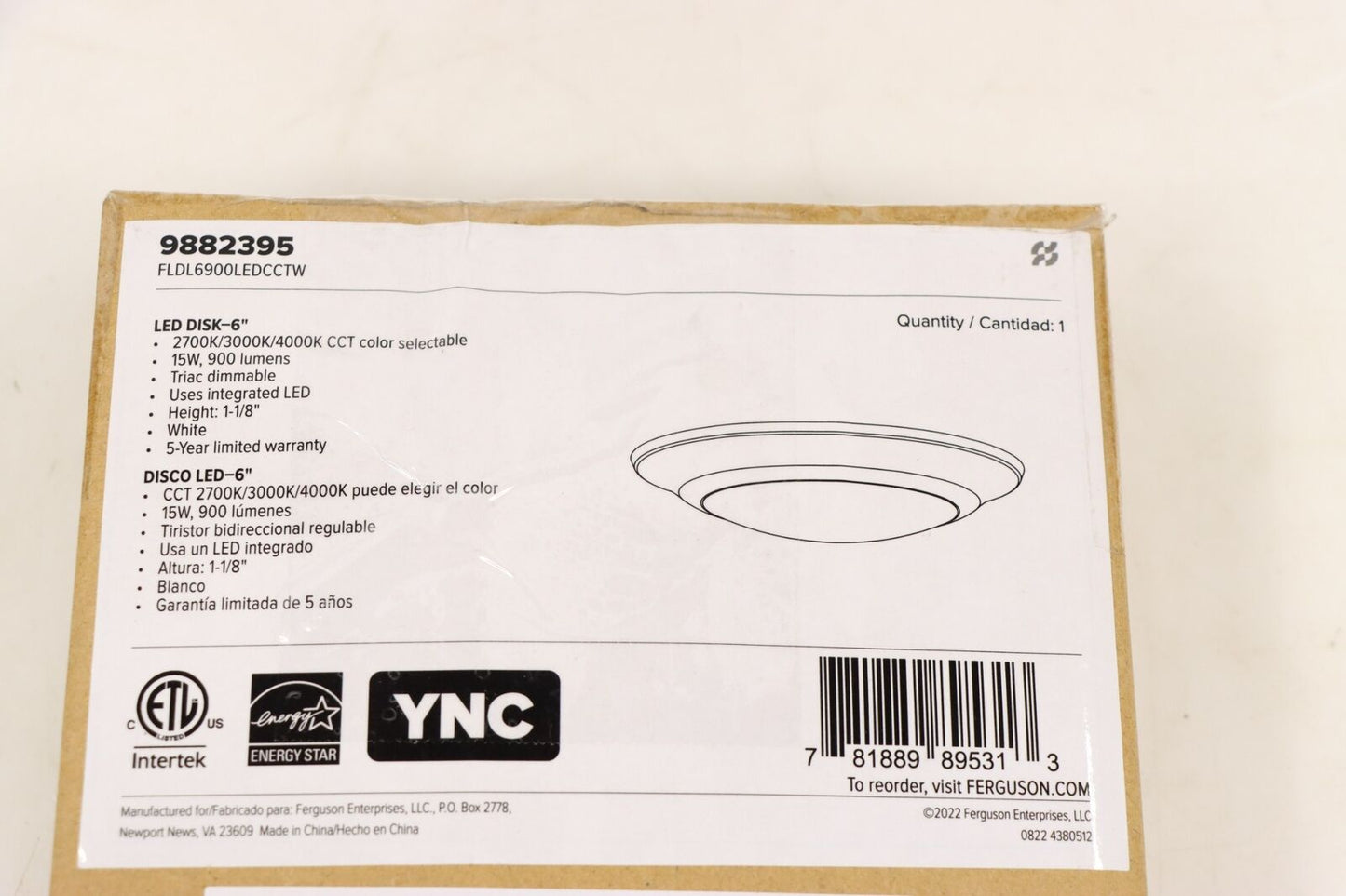 Miseno MLDL6900LEDCCTW 6" Wide LED Flush Mount Ceiling Fixture, PK 11