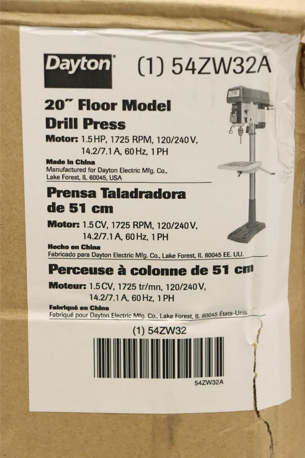 Dayton 54ZW32 Floor Drill Press