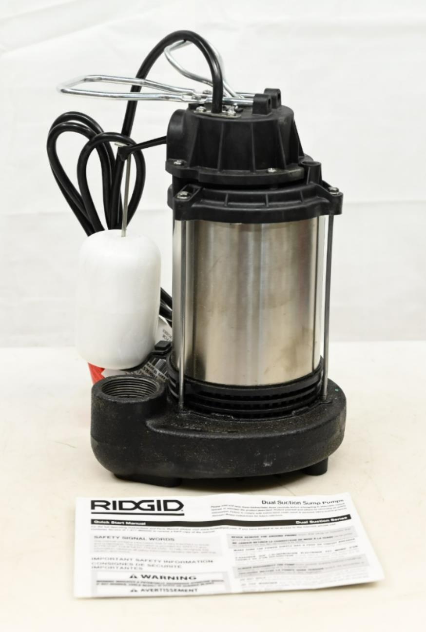 RIDGID 70076-RHD1 1 HP Stainless Steel Dual Suction Sump Pump