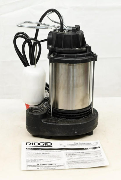 RIDGID 70076-RHD1 1 HP Stainless Steel Dual Suction Sump Pump