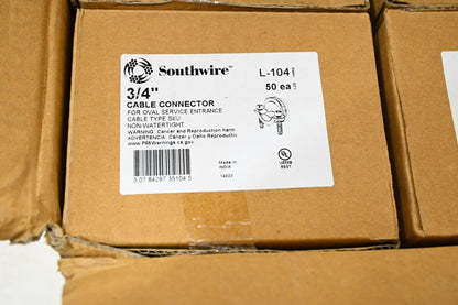 Southwire L-104 Non-Watertight Connector, 3/4" Trade, Die Cast Zinc, PK 500