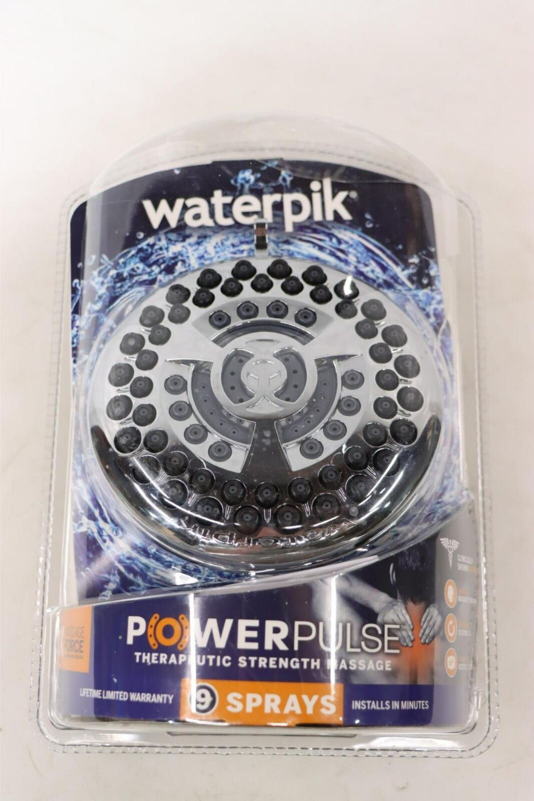 Waterpik YAT-933E PowerPulse Chrome Round Fixed Shower Head