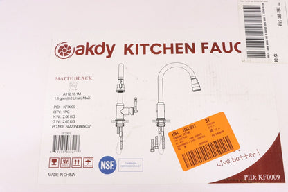 Akdy KF0009 Single Handle Pull-down Kitchen Faucet, Matte Black