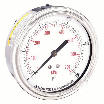 Commercial Pressure Gauge 4CFV2, 1/4"