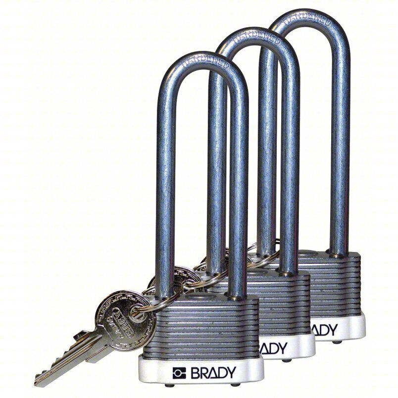 BRADY 123256 Keyed Padlock, PK 3