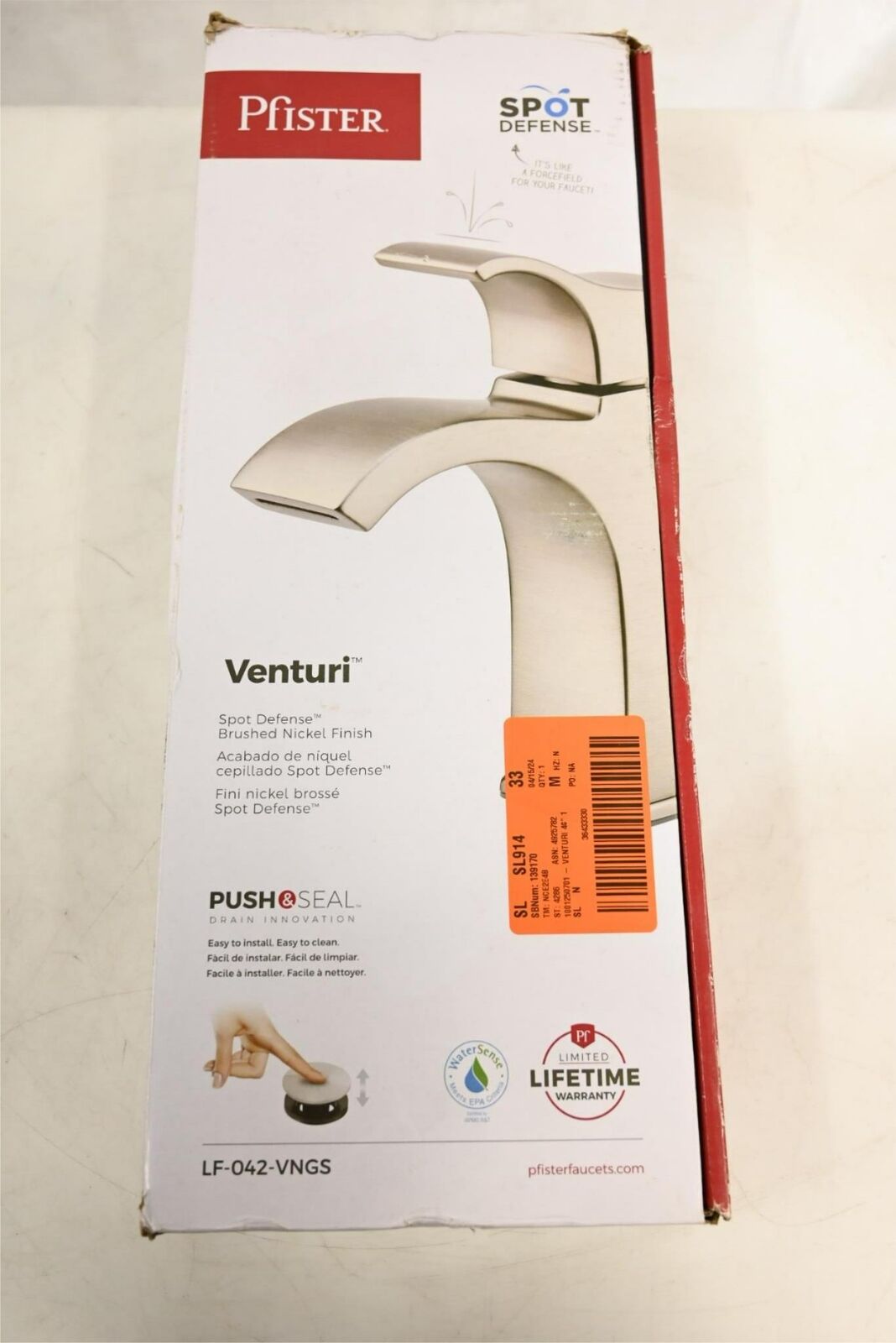 Pfister LF-042-VNGS Venturi 1 Hole Single-Handle Bathroom Faucet in Spot Defense