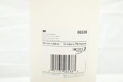 3M 06538 White Masking Paper, 12 in x 750 ft