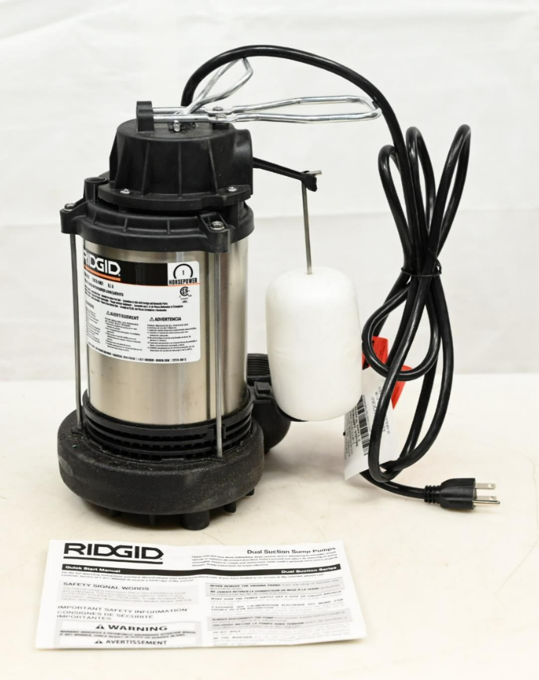 RIDGID 70076-RHD1 1 HP Stainless Steel Dual Suction Sump Pump