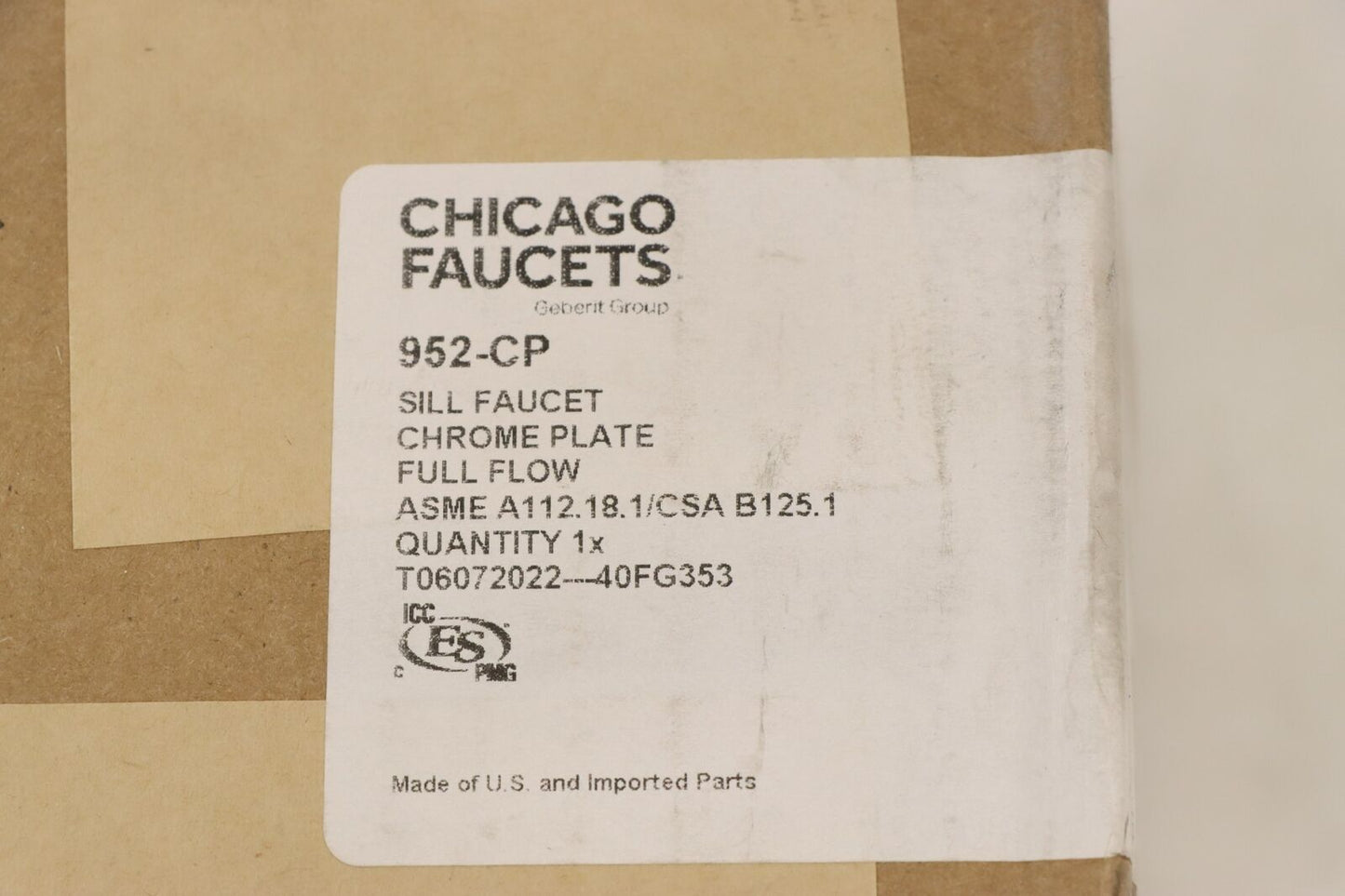 Chicago Faucets 952-CP Low Arc Sill Faucet, Chrome