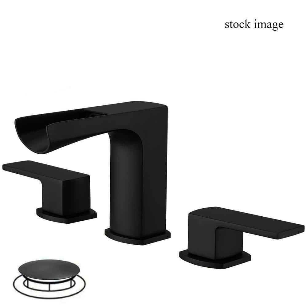 BWE C-16467-BLACK Waterfall 8" Widespread Double-Handle Black Bathroom Faucet MB