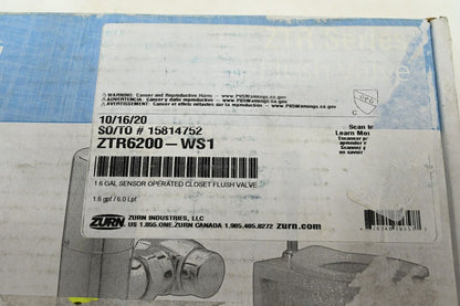 Zurn ZTR6200-WS1 Automatic Flush Valve, 1.6 gpf Gallons per Flush, Chrome