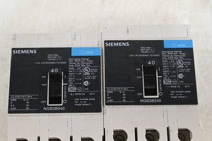 Siemens NGB3B040 Molded Case Circuit Breaker, 347/600 VAC, 40 A, 14 kA -Pack 2