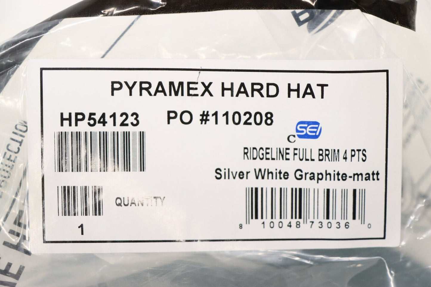 Pyramex Ridgeline HP54123 Full Brim Hard Hat 4-Point Ratchet Suspension